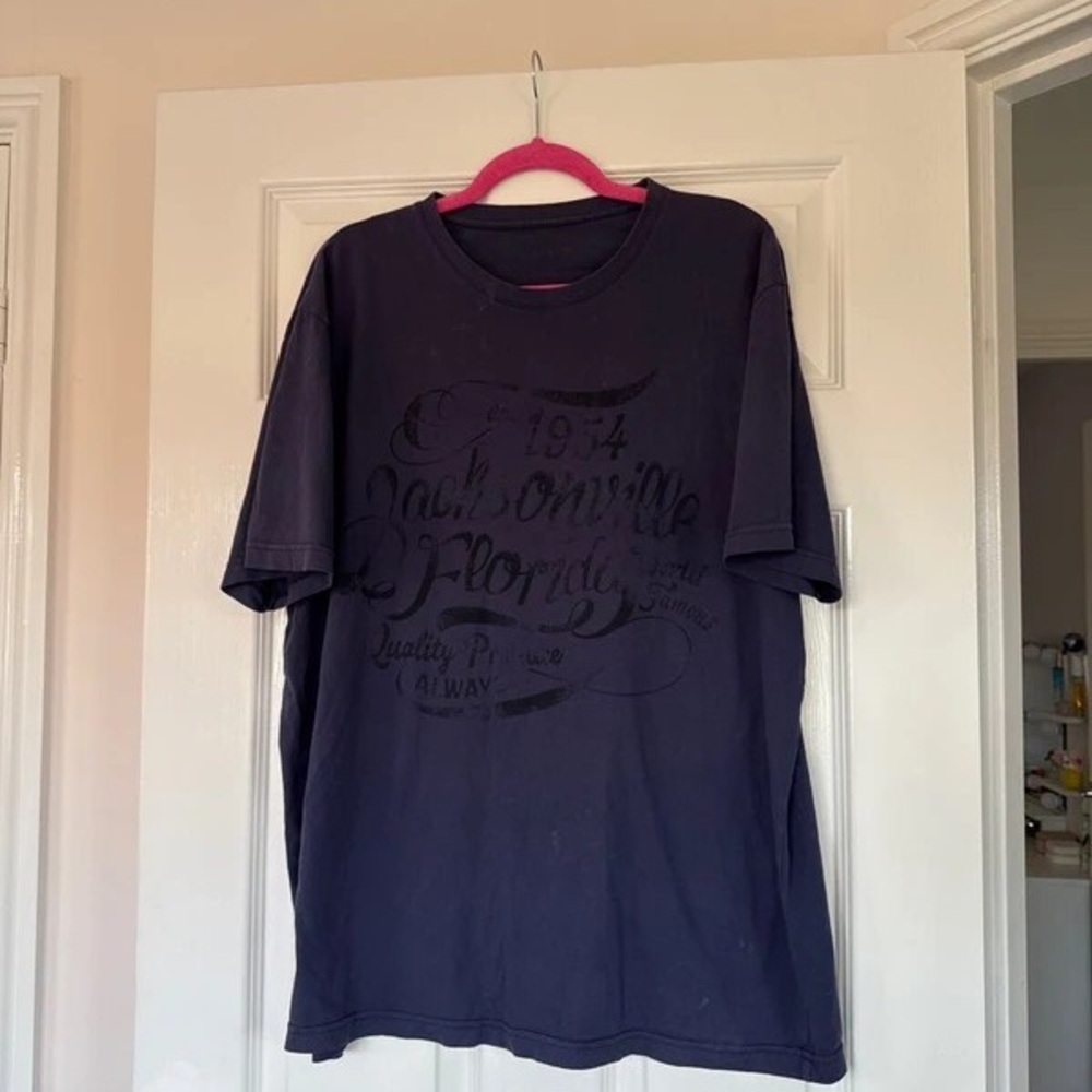 Boohoo Navy Graphic Button Down Shirt